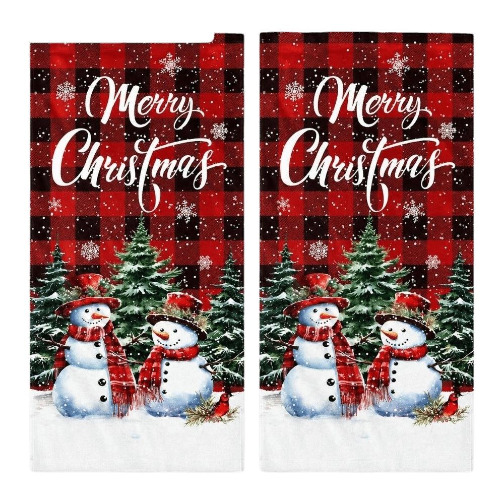 2pcs Santa Claus Xmas Hand Towels Reindeer Dish Towels Navidad Natal Cleaning Cloth Kitchen Decor
