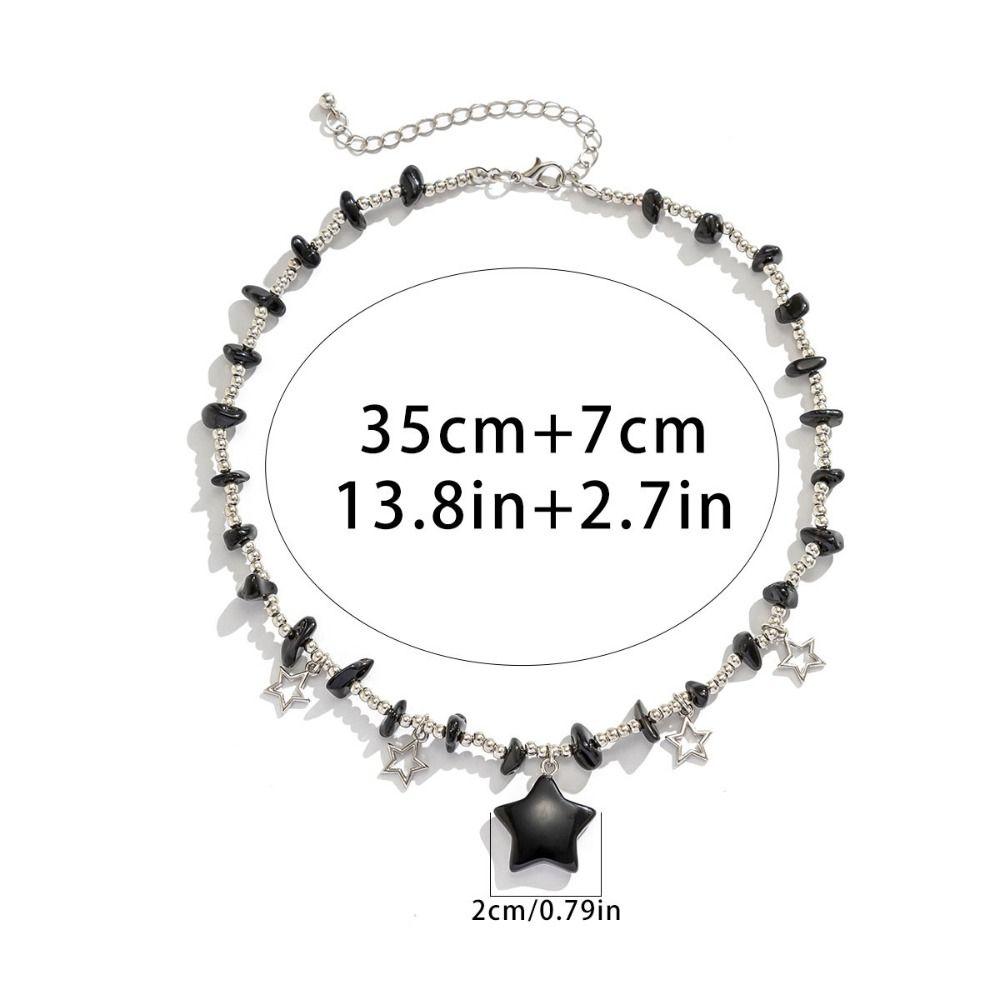 Goth Beads Chain Star Shaped Collarbone Necklace Jewelry Accessories