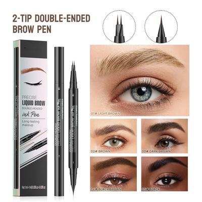 Dual-Ended Forked Tip Eyebrow Pencil With Brush 2-in-1 Waterproof And Smudge-Proof Precise Definition For Natural Looking Brow