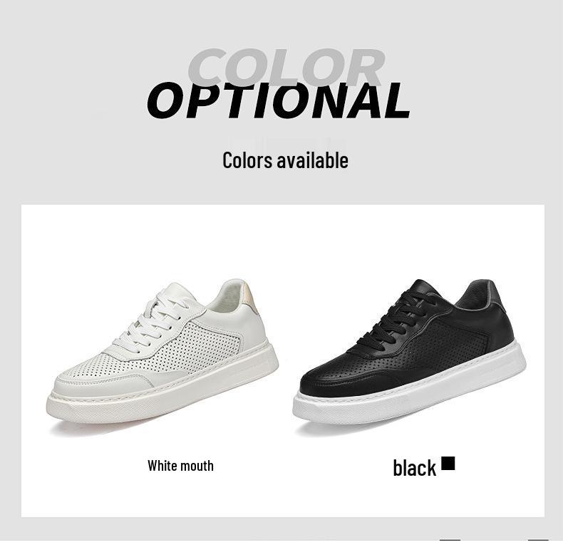 Korean Style Men's White Thick Sole Breathable Casual Sneakers
