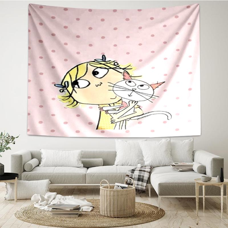 Charlie und Lola Druck Wandteppich, Hintergrund, Einfache Montage, Ideal für Schlafzimmer, Büro & Wohnzimmer, mit Ästhetischer Wanddekoration.