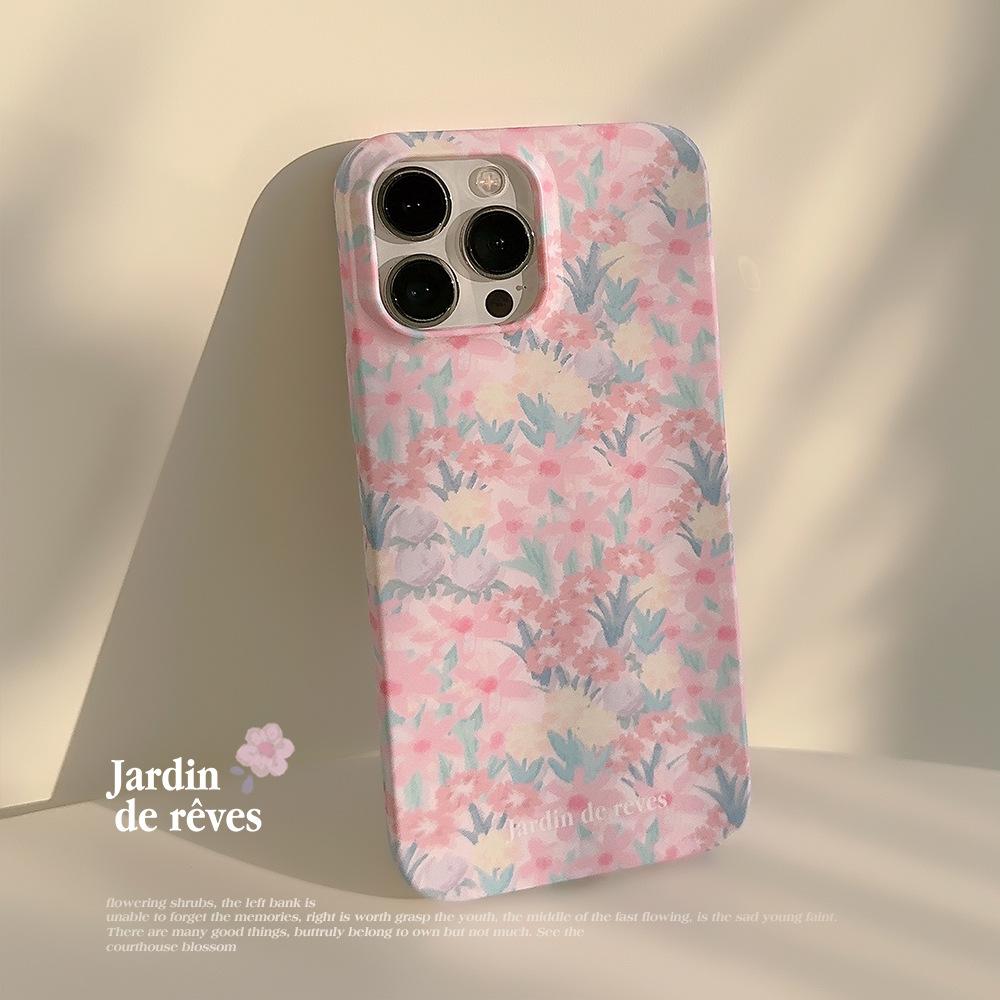 Pink Flower Sea Iphone13 Mobile Case Apple 12 Applicable 11 Hard 16 Retro Film Shell 15promax