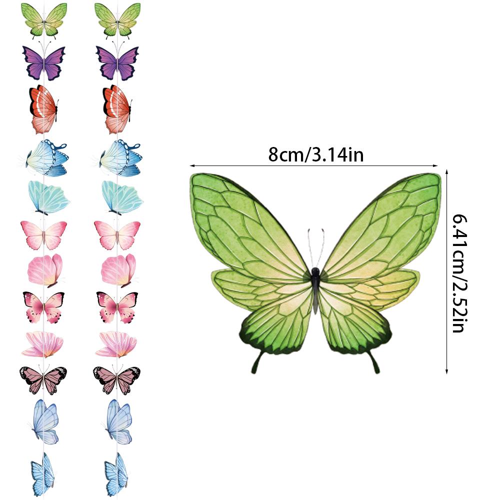 Spring Colorful Butterfly Shaped Paper String Garland Hanging for Wedding Birthday Party Baby Shower Decoration Kids Room Decor