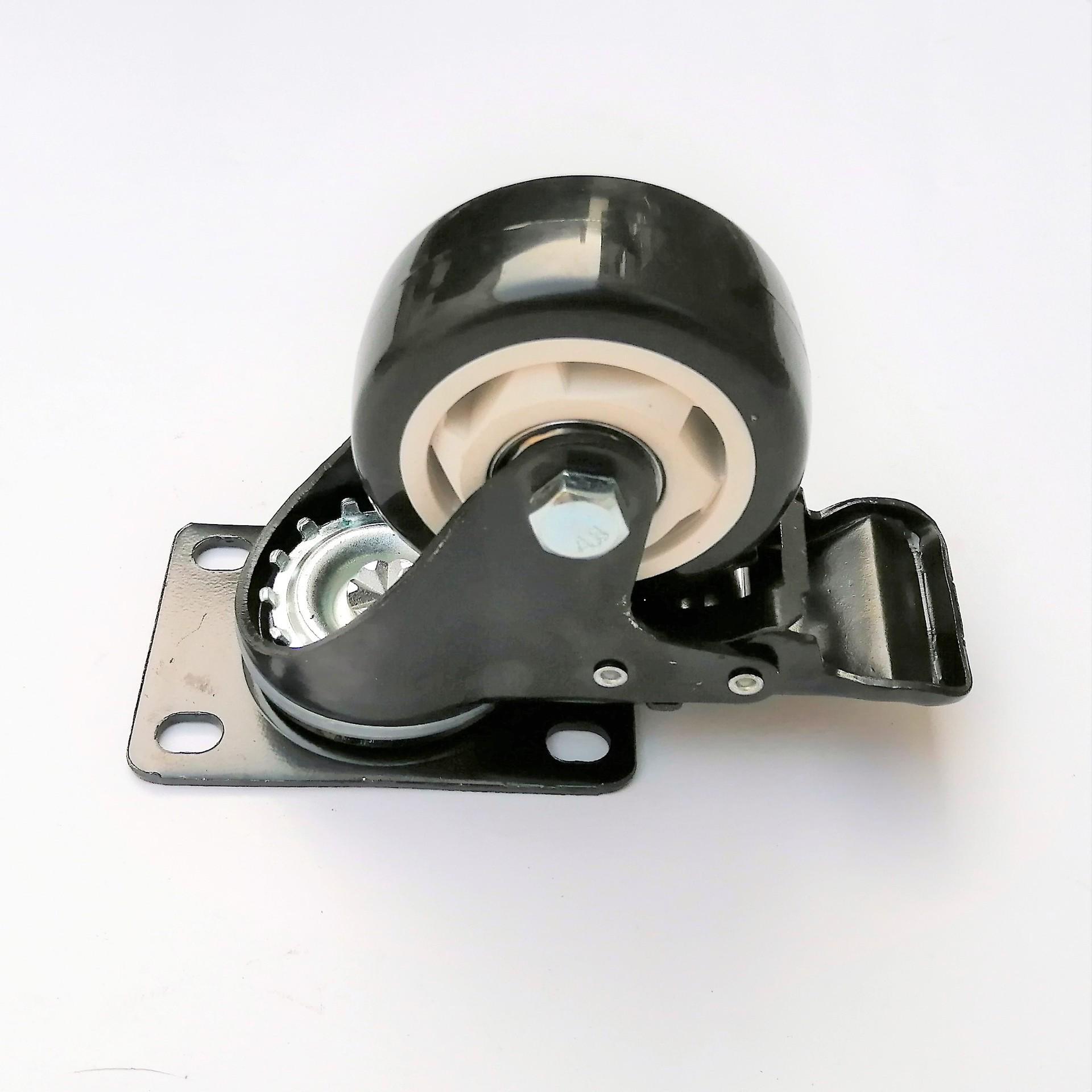 Black Diamond Flat Brake Swivel Caster with Electrophoretic Black Wheel, 3-Inch.