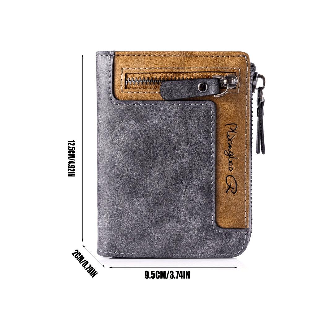 1pc Men's Retro Short Wallet, Multifunctional Fashion Zipper PU Leather Wallet, Ideal Gift for Men