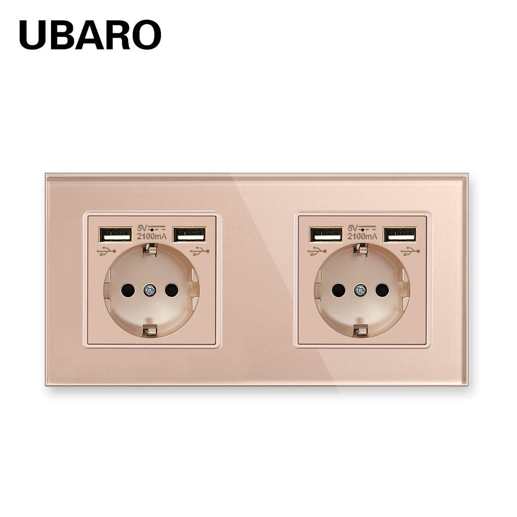 Bseed Europe Russia 16A Wall Power Socket White Black Grey Gold Crystal Glass Panel Plug Electrical Outlet for Home Improvemet