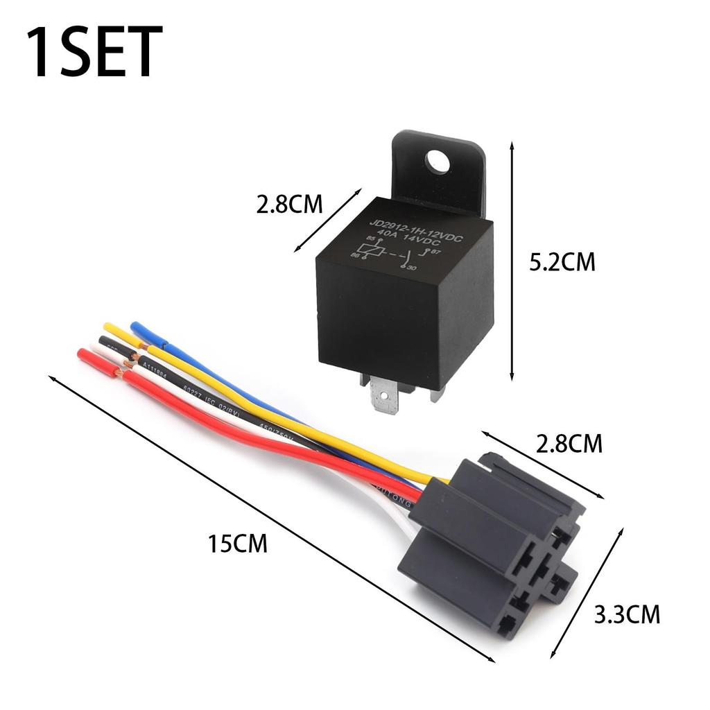 4 Pin 40A Auto Car Relay DC 12V 24V with Socket Mounting Hole Coil Power Automobile Control Device with Line Motors Relays