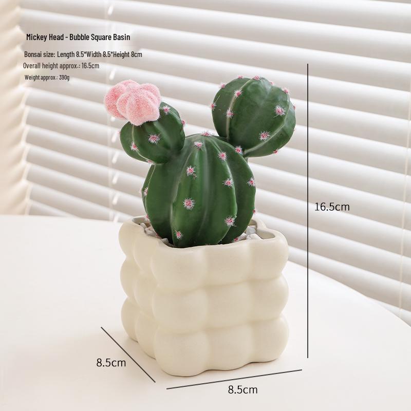 Small Indoor Potted Succulent - Artificial Green Plant Ornament for Home, Office, or Desktop Decor