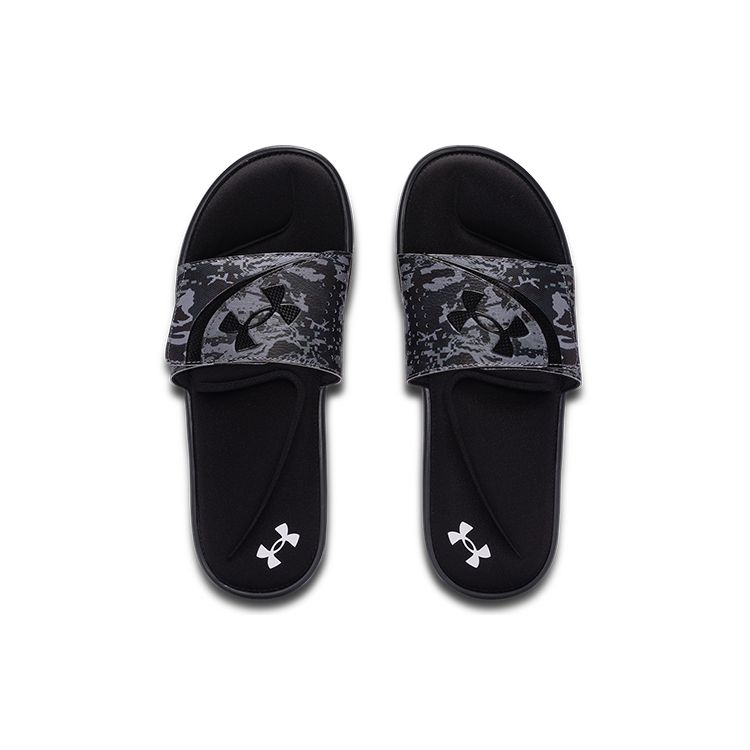 Under Armour Ignite Series Vi Graphic Strap Casual Slide Sandals Men Footwear Black Gray 3024450-003