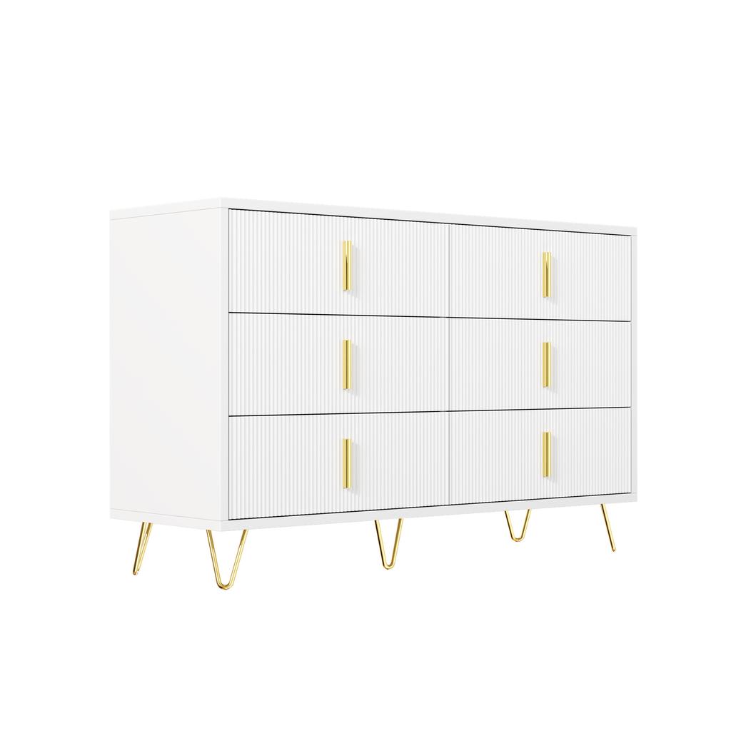 Elegant Sideboard with Modern Design, Chest of Drawers and Lots of Storage Space, Gold Handles