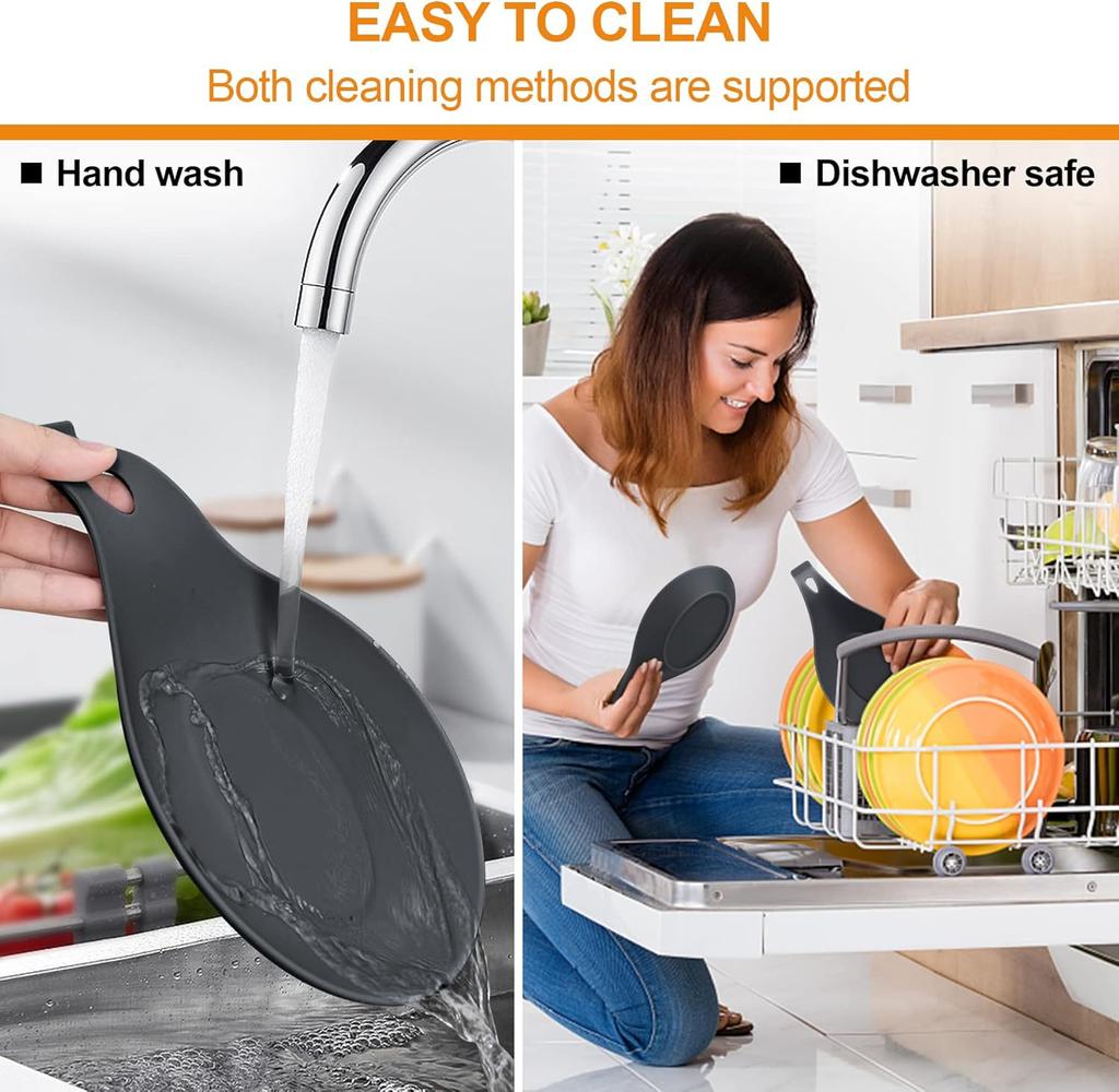 1 Stück/ Silikon Löffelablage, Hitzebeständiger Küchenutensilienhalter Spatel Kelle Ablage für Arbeitsplatte Herdplatte, Schwarz