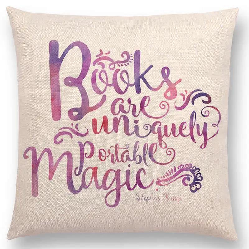Tea Reading Books Pillow Case Home Decor Linen/cotton Cushion Cover Designer Pillow Cover for Sofa Bedroom Housse De Coussin