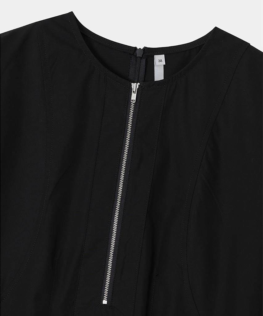 NOIRER FOR WOMAN Cotton-Poplin Zip-Up Balloon Dress (Black)