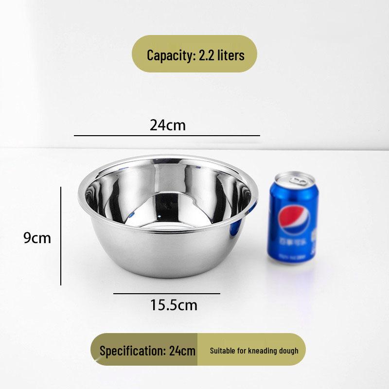 Extra Thick 304 Stainless Steel Household Deep Soup and Mixing Basin