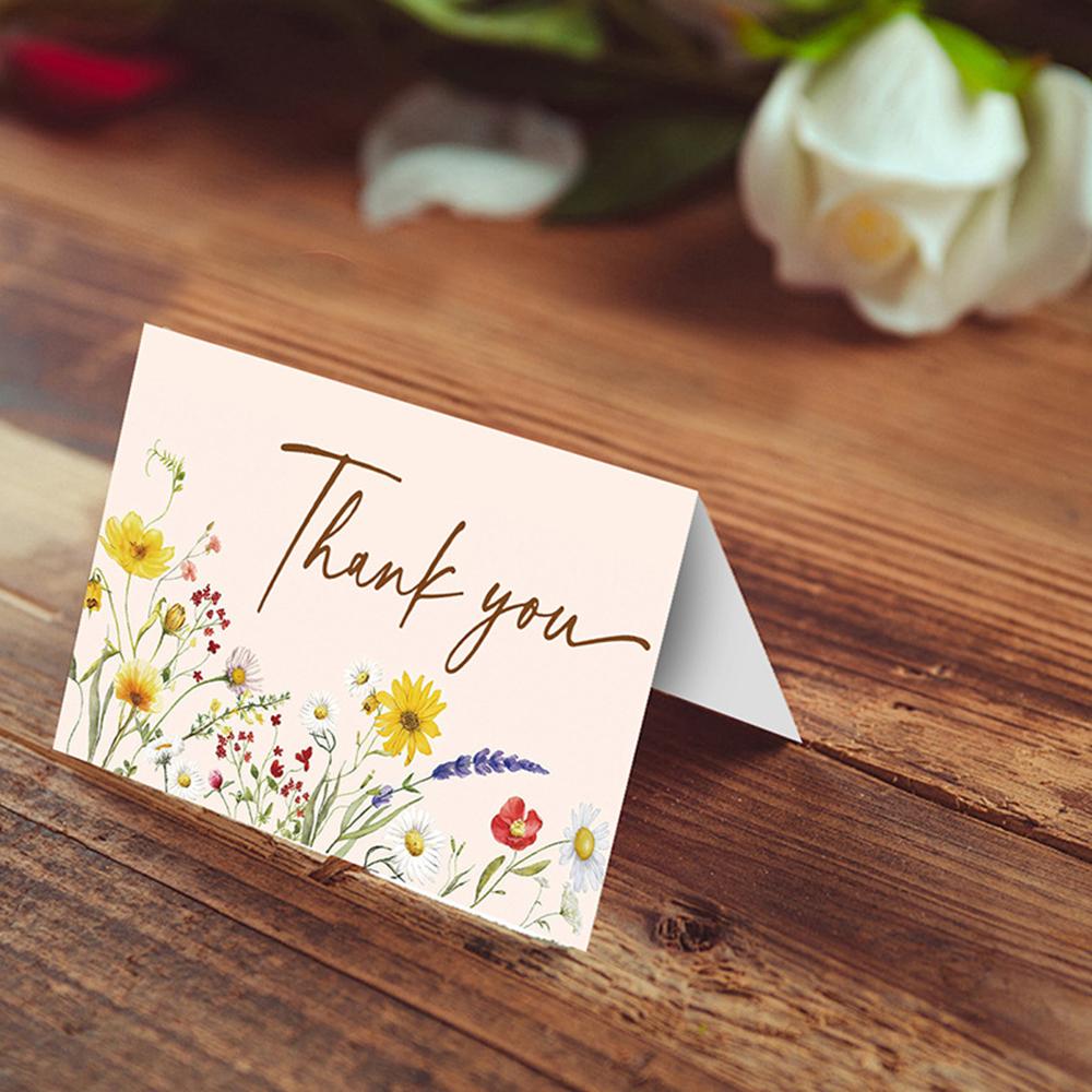 6Pcs Bohemian Wildflower Thank You Cards | Blank Greeting Cards for Wedding, Birthday Party | with Envelope Sealing Stickers