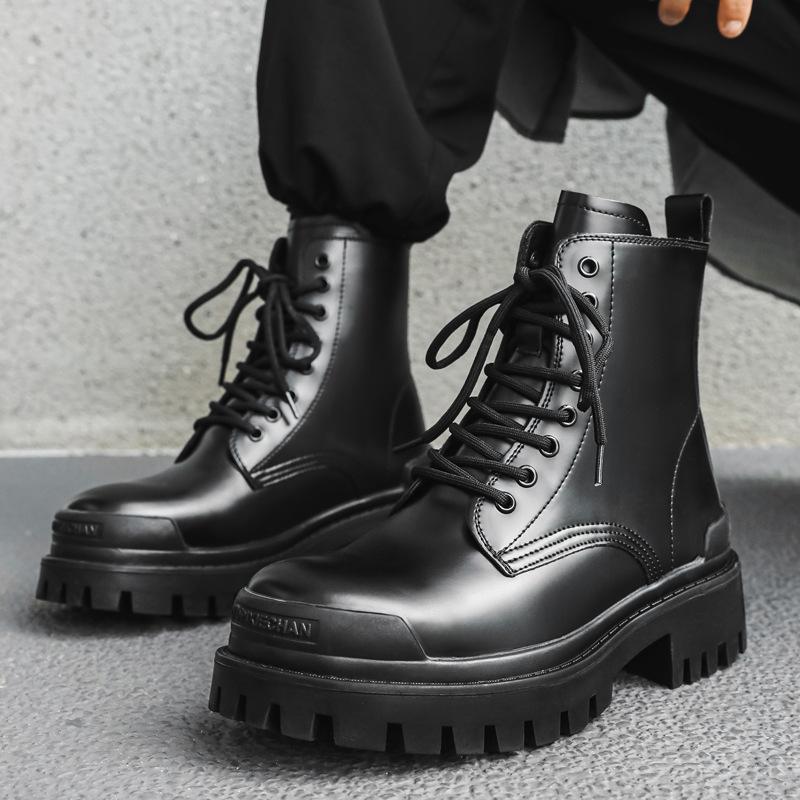 Outdoor hiking boots men's high-top British style thick-soled big head Derby heightening locomotive Martin boots men's tide 8516-J