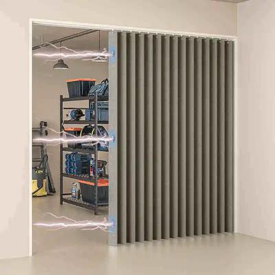 Pleated Folding Door Curtains Natural Blackout Room Valance Curtains with Hooks for Door Way, Accordion Style Closet Privacy