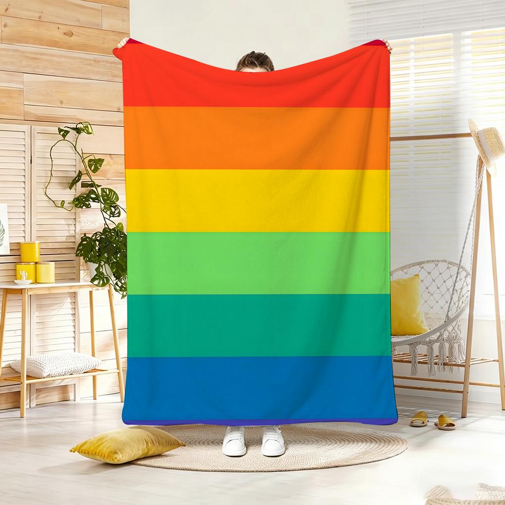 Artistic Pattern R-Rainbow Stripes Throw Soft Warm Throw Blanket for Bedroom Living Room Bed Travel Camping Picnic Gift