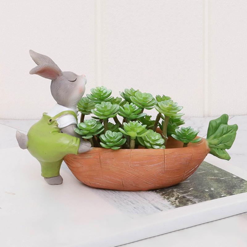 Kaninform blomsterpotte med avløp Blomsterpottebeholder Sukkulent blomsterplantekar Hage Bonsai potte dekorasjon bordplate ornament