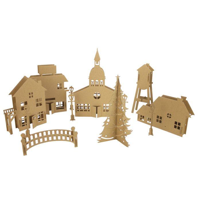 Village de Noël en carton à assembler