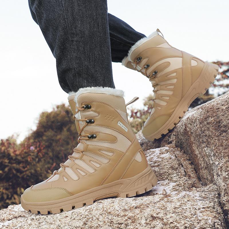 Winter Outdoor Cold-resistant and Warm Snow Boots High Boots Black Waterproof High-top Cotton Shoes