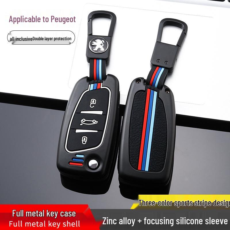 Dongfeng Peugeot Key Case for Models 207, 301, 308, 408, 508, and 3008 with Logo.