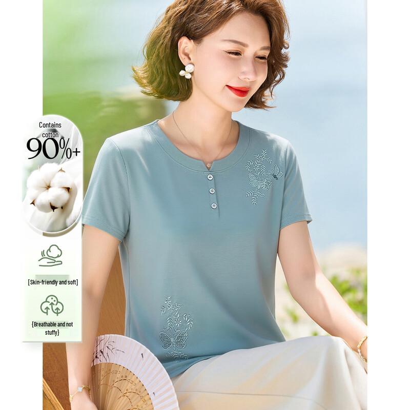 Pastel Women s Elegant Round Neck T-Shirt 3XL