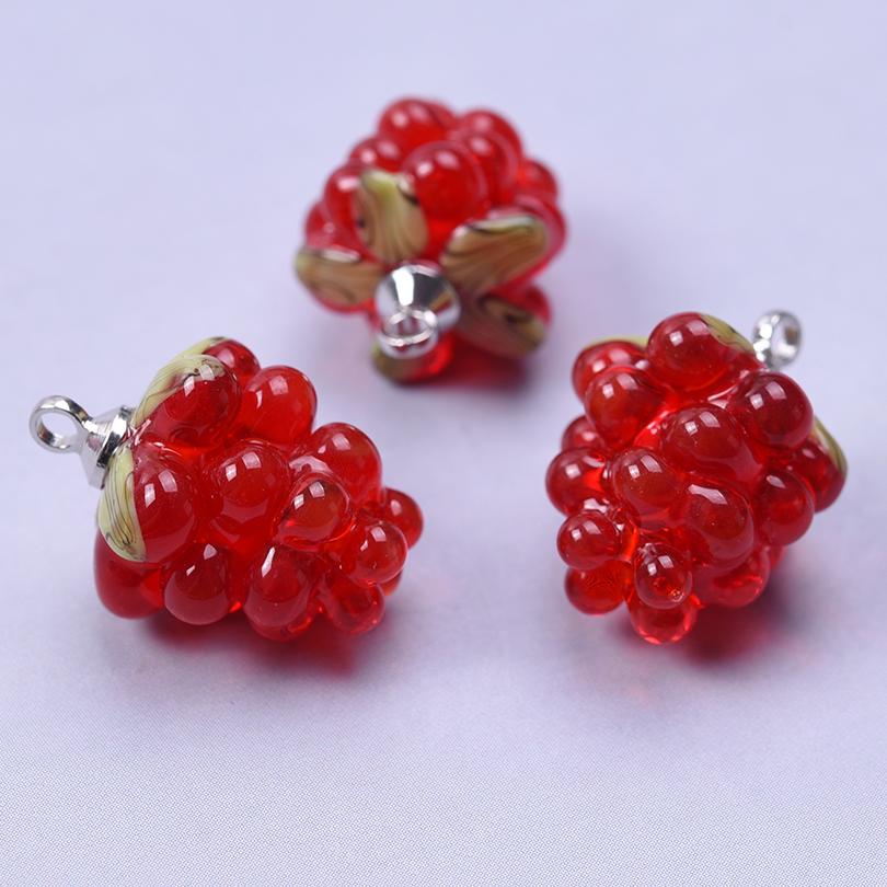 2pcs DIY Fruit Charm Glass Grape Pendants For Jewelry Making Supplies Colorful Materials To Make Earrings Bracelets Accessories