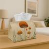 1pc Mushroom Tissue Box Cover Compatible for Kitchens with Beige Botanical Mushroom Pattern, Tissue Holder for Home, Car, Christmas, Halloween- Decora