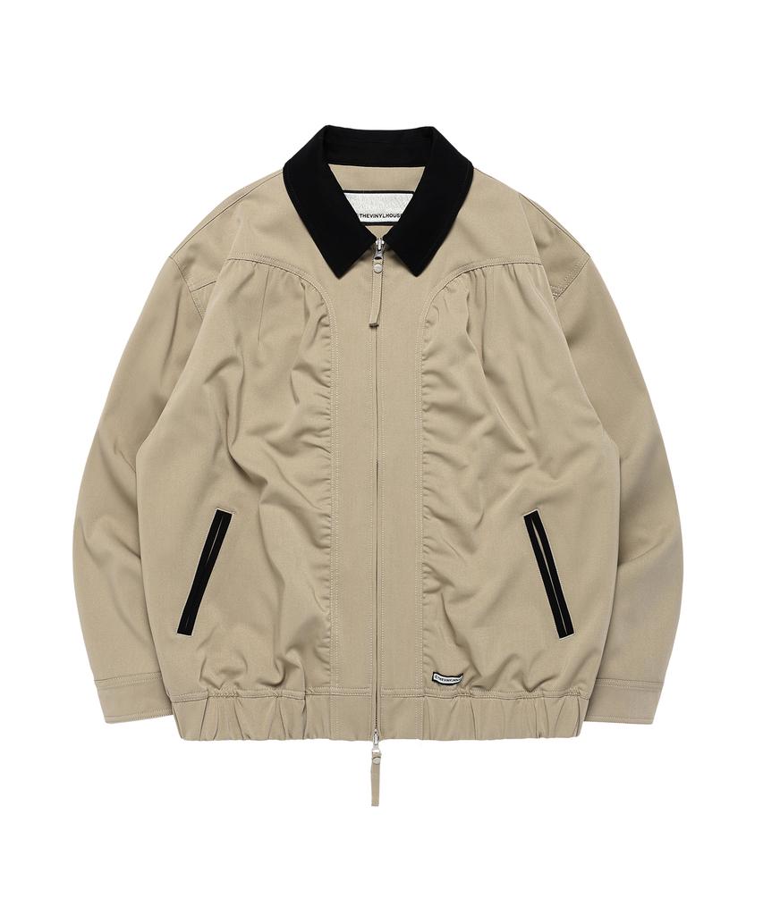 Thevinylhouse Mixed Collar Blouson Jacket Beige