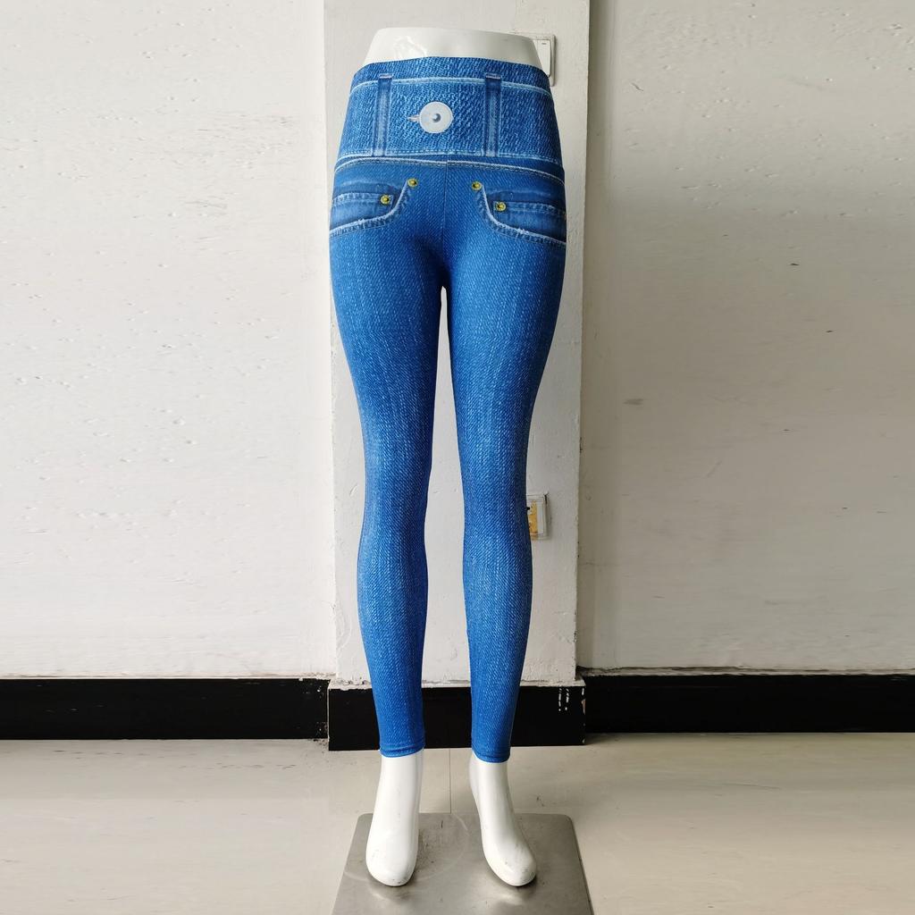 Tištěné jógové kalhoty Denim Sportovní Fitness Běžecké kalhoty Dámské tepláky