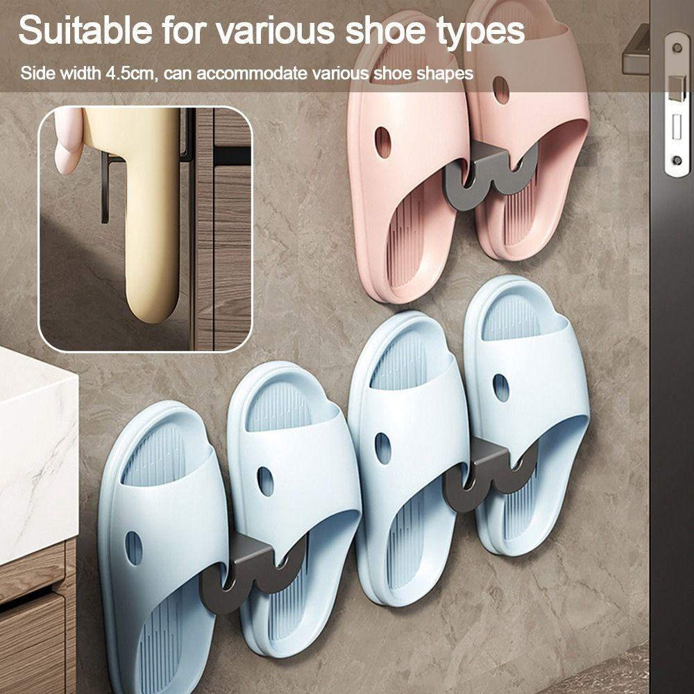 Wall Mounted Bathroom Slipper Rack Multifunctional Toilet Shoes Rack  Home Bedroom Storage Hook