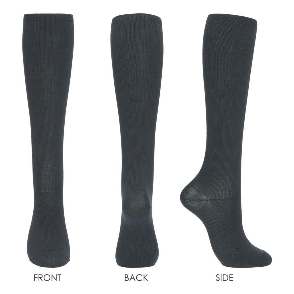Naigai Comfort Cotton Blend Compression Socks Support High Socks with Deodorizing Yarn in the Toe and and a Smoothing Size 03022390 Gray Women's