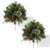Lighted Artificial Christmas Urn Filler Battery Operated Pre-lit Xmas Pine Tree with Tripod Stake And 50 LED Light Outdoor Planter Filler