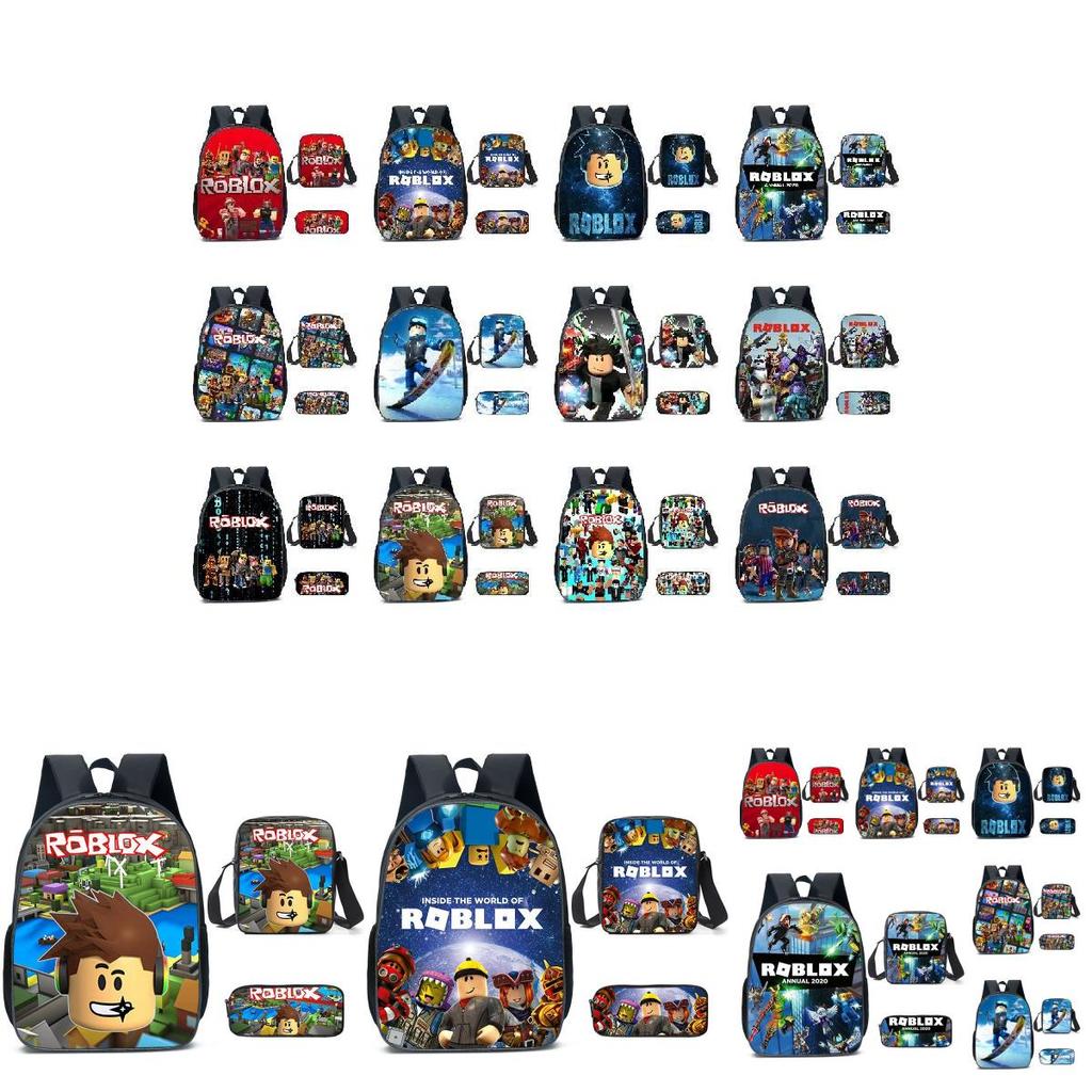 Spacious 20-35l Nylon Roblox Backpack Breathable Cartoon Bag For Students Travel