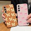 Nárazuvzdorný měkký kryt na telefon s potiskem mašličky pro Samsung S25 S24 FE S23 Ultra S22 A36 A56 A55 A16 A26 A35 Textura kůže TPU Tenký matný nárazník