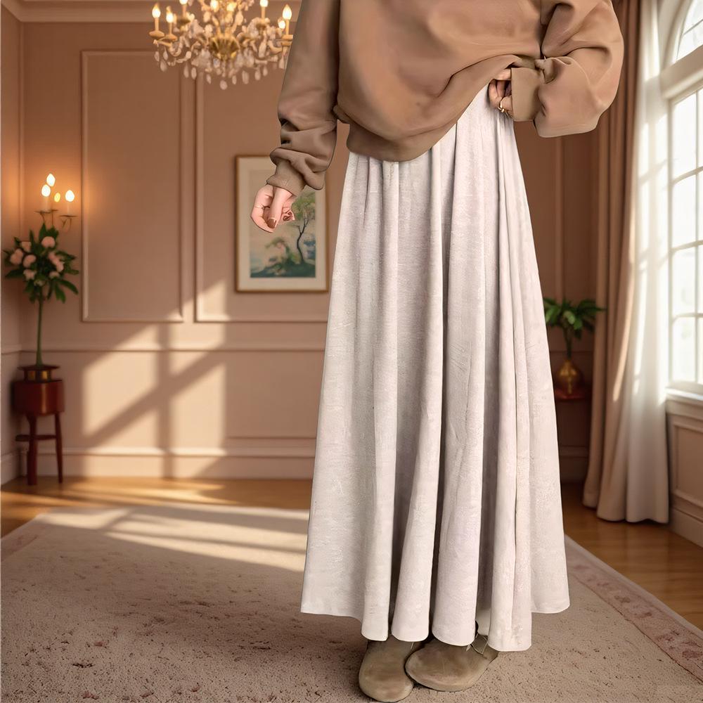 Women's High-Waist A-Line Culottes: Autumn/Winter, Loose, Slimming, Versatile, Lazy Style, Glutinous Rice