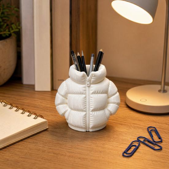 Umbra Studio Down Jacket Pen Holder, 3D Printed Desktop Organizer, Lightweight Durable Matte Texture for Students Dormitory Office