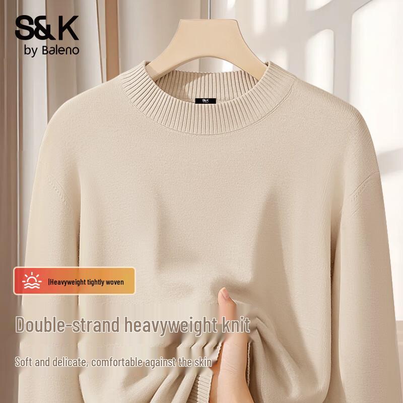 Baleno Men's S&K Series Fleece-Lined Semi-High Collar Knit Sweater
