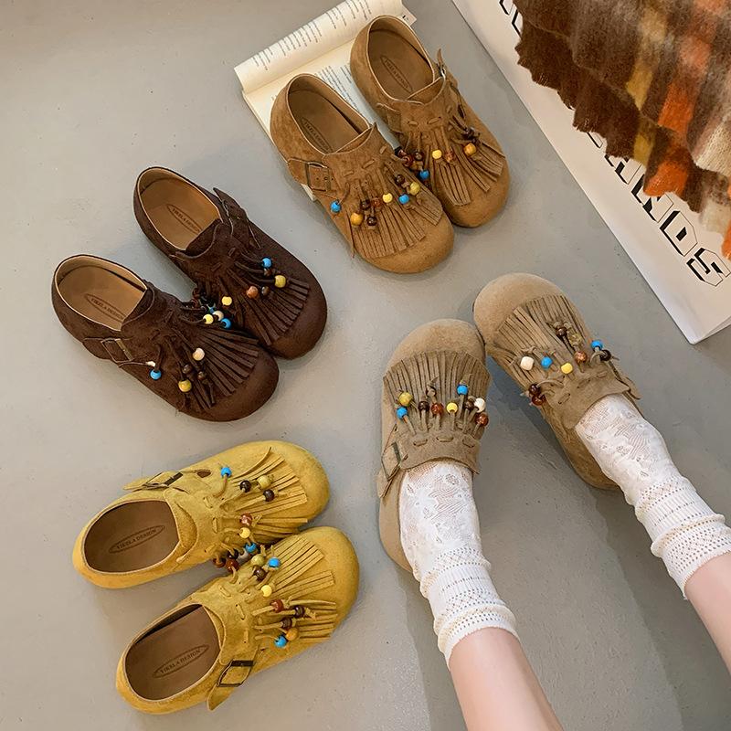 Birken Shoes Women's Shoes In the Autumn of 2025 New Tassel One-pedal Single Shoes All-inclusive Ugly Cute Boken Shoes Doudou Shoes