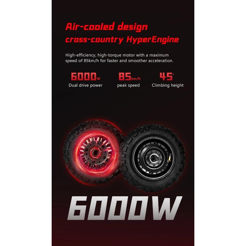 BOYUEDA S5 E-Scooter 6000W Dual Motor 60V38Ah NFC Activation Electric Scooter 11"off-road Tire Intelligent APP Control EScooters