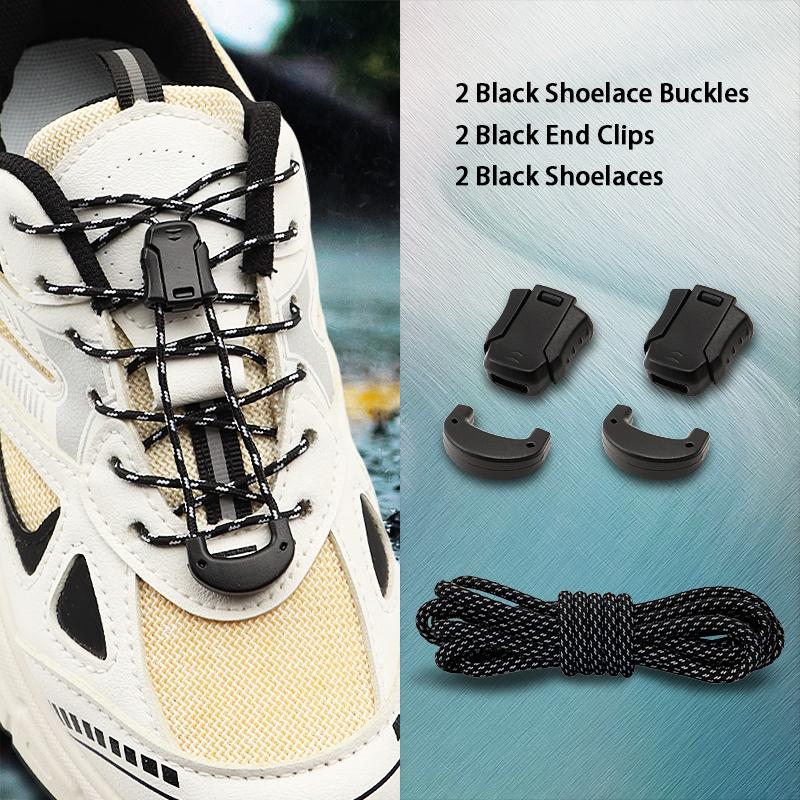 Druck-Zug-Verschluss Schnürsenkel ohne Binden Reflektierende Elastische Schnürsenkel Anti-Rutsch Ersatz für Sneaker & Freizeitschuhe 120/140/160cm Länge