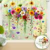 3D Hanging Orchid Chrysanthemum Static Cling Window Sticker for Dining Room Glass Door Rustic Home Decor