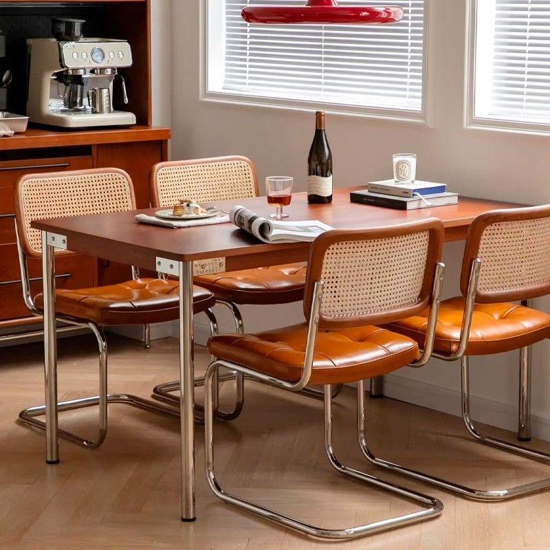 Used Light Luxury Rattan-Style Dining Chair – Stylish, Ergonomic Back Support for Home, Office, or Balcony.
