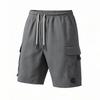 Frühling und Sommer Herren Shorts Latzhose Einfarbige Lässige Patchwork Kordelzug Mehrere Taschen Hosen