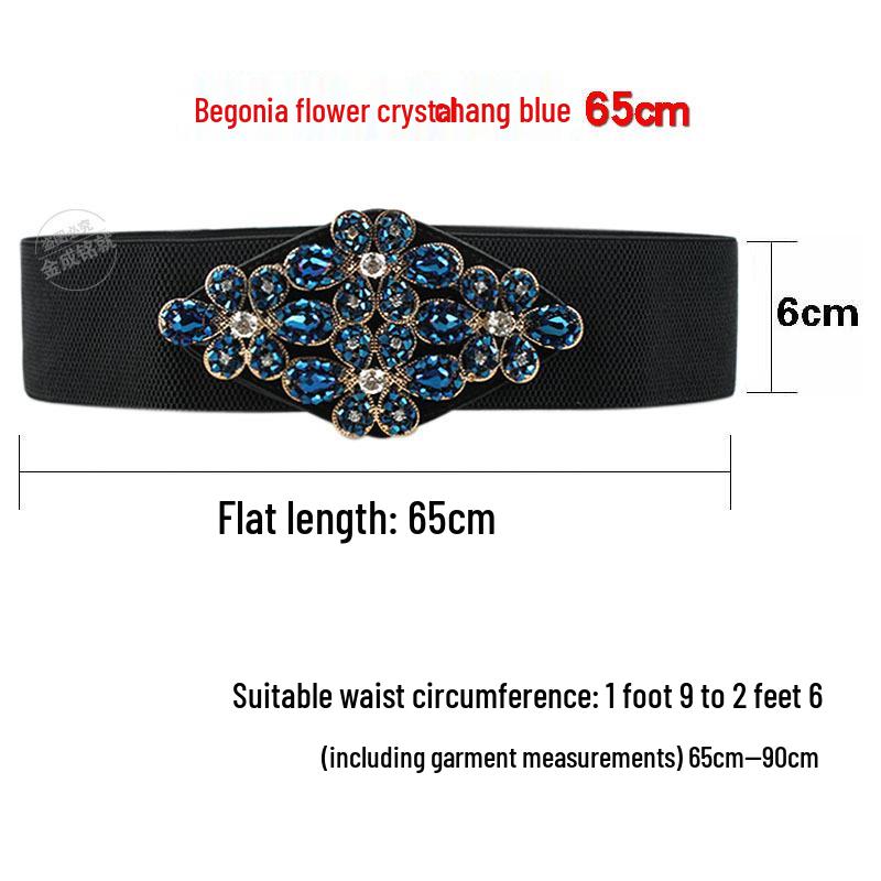 Crystal Rhinestone Elastic Waist Belt for Women's Dresses and Sweaters