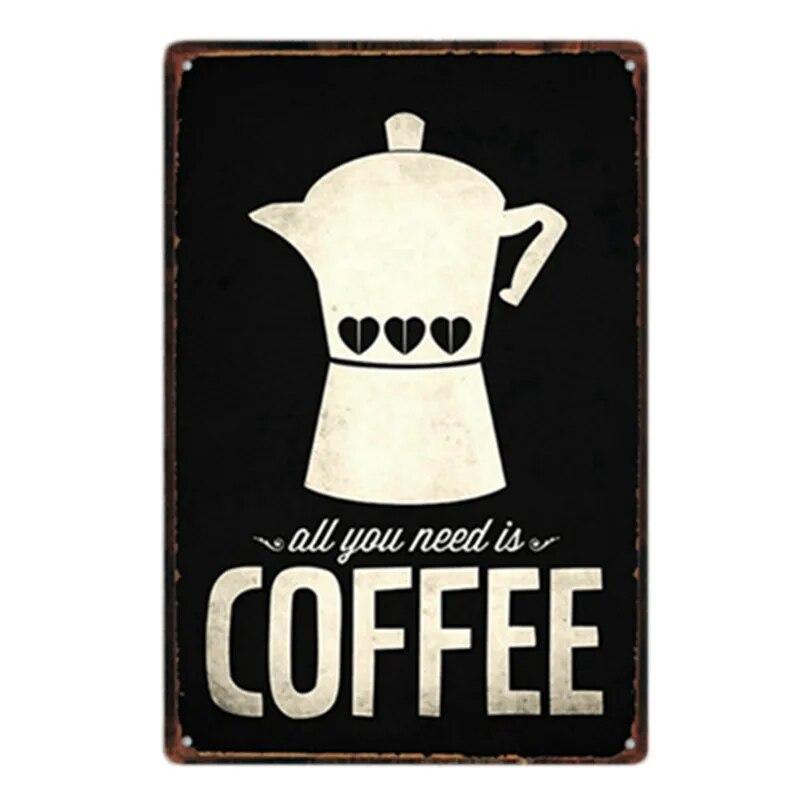 Coffee Menu Plaque Home Bar Cafe Vintage Wall Decor Art Metal Tin Signs Pub Tavern Retro Decorative Plates Metal Poster YJ177