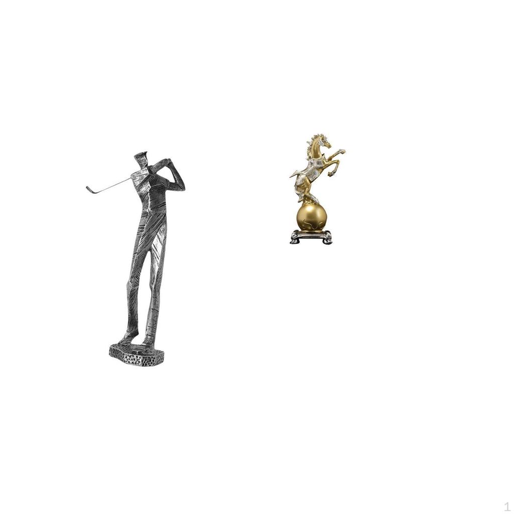 Golfing Horse Resin Figurine Modern Sculpture Decoration for Golf Lover And Art Collector Shelf