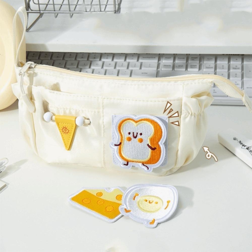 Aesthetic Embroidered Patch Pencil Case Organizer Stationery Storage Bag  School Office