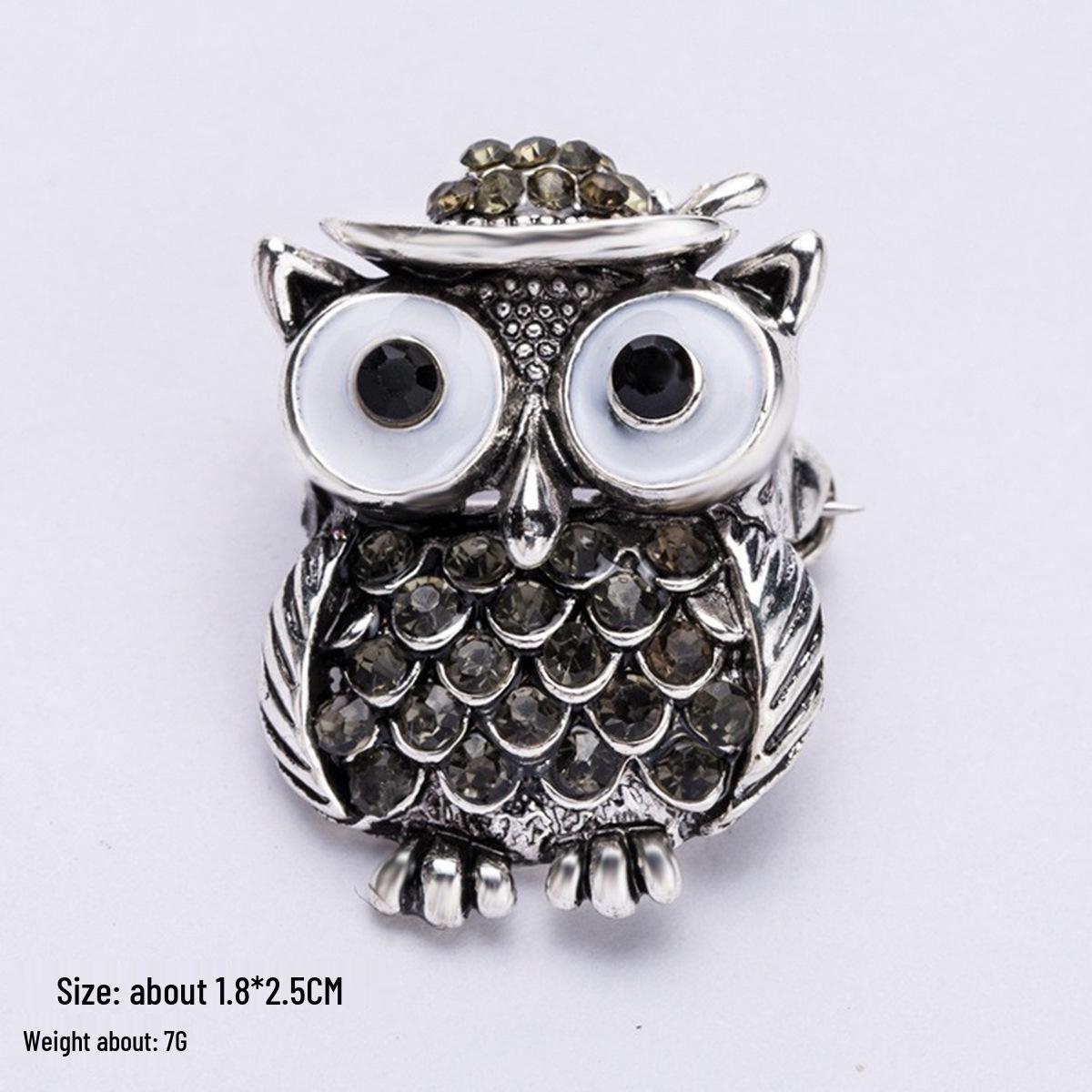 

Винтажная брошь в виде совы - Европейский и Американский Высококлассный Нишевый Дизайн, Ретро Дизайн Животного с Отделкой из Сплава и Эмали.